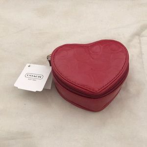 Coach Red Embossed Jewelry Pouch